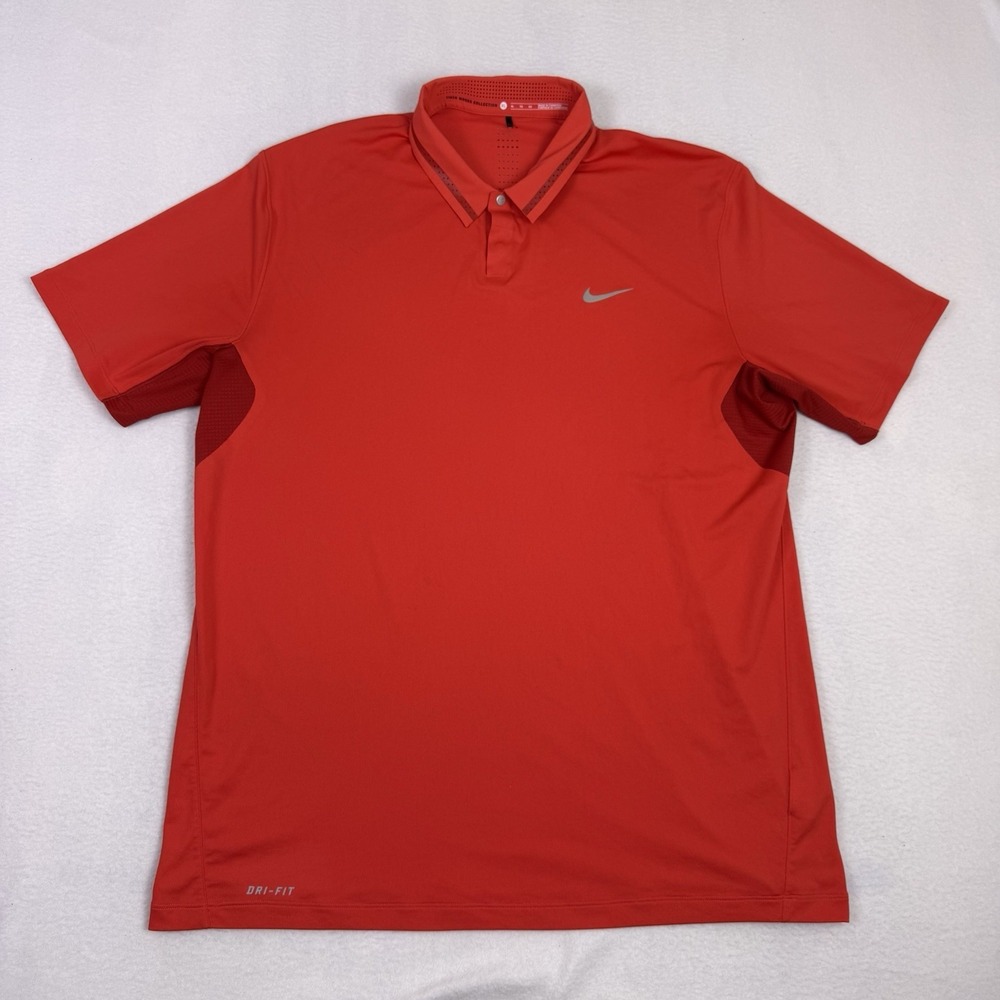 Nike Tiger Woods Collection Mens XL Red Dri-FIT Adaptive Fit Polo Golf Shirt